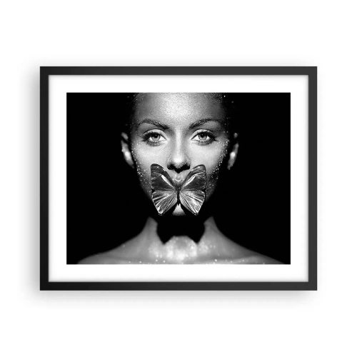 Poster in black frame - Butterfly Kiss - 50x40 cm