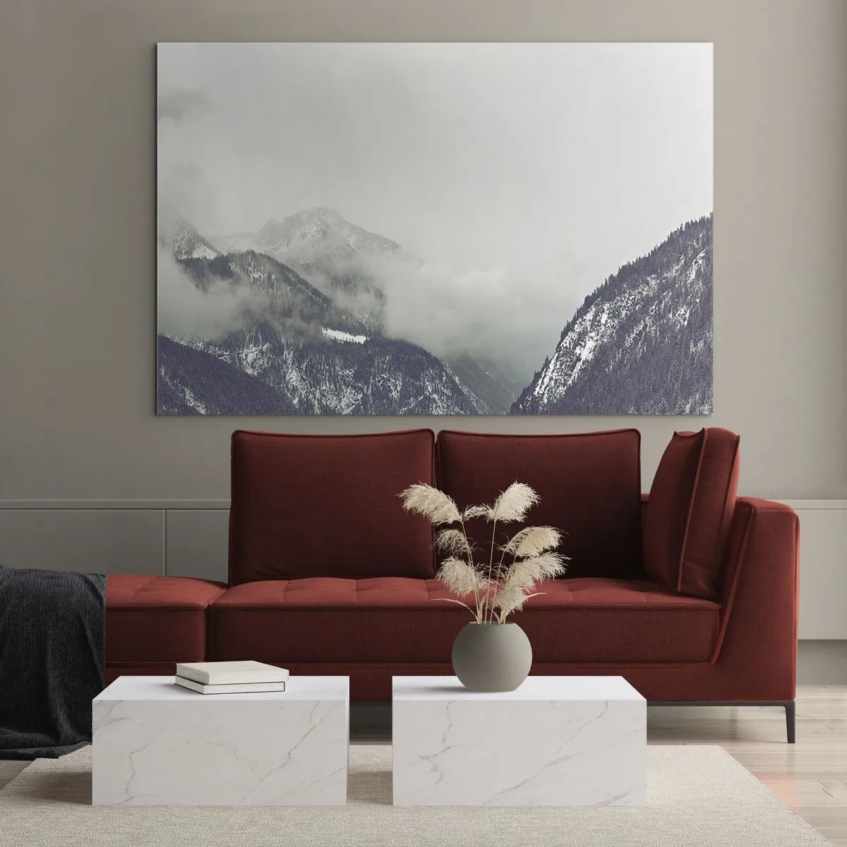 Glass picture - Foggy valley - 120x80 cm