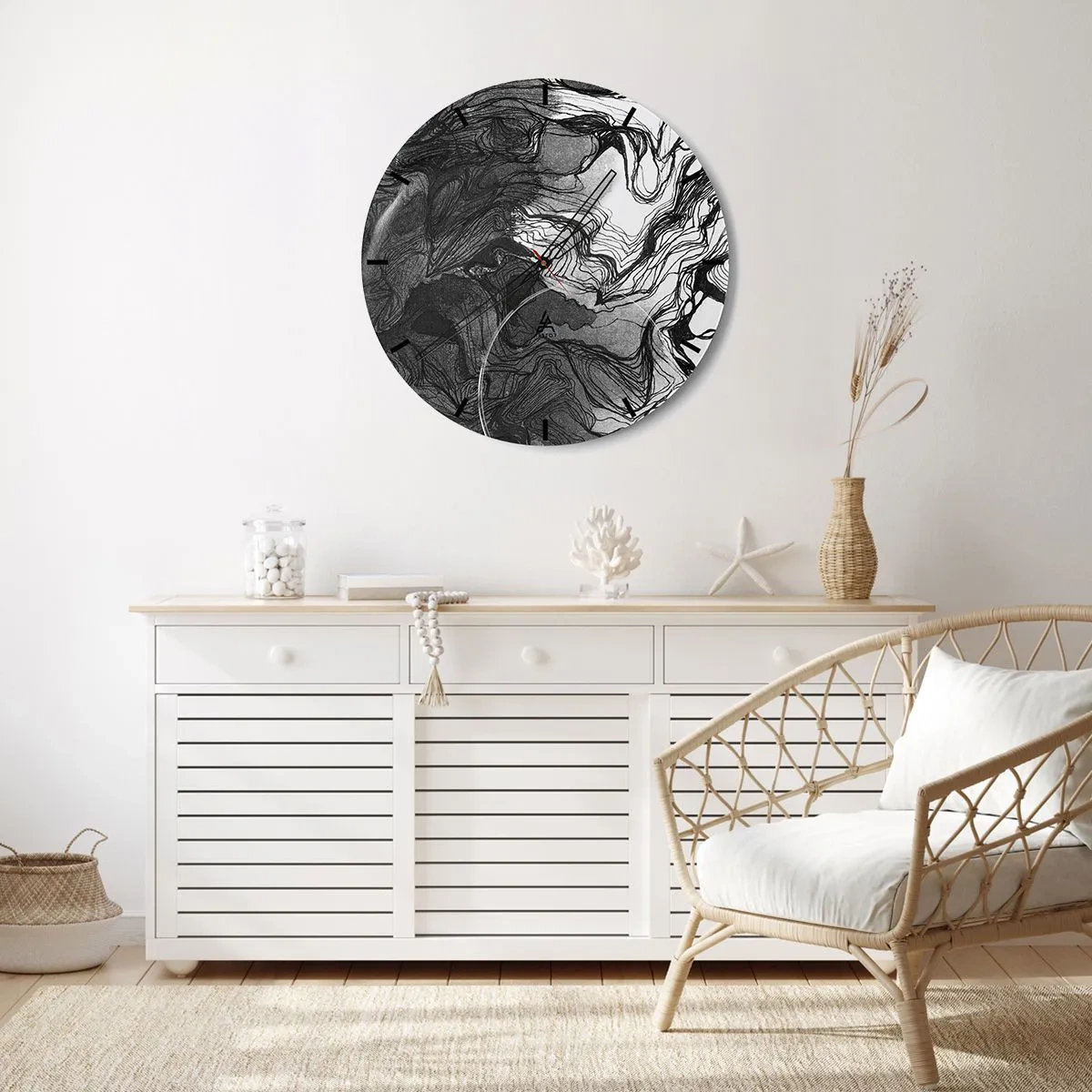 Wall clock - Clock on glass - Wrapped up in Dreams - 40x40 cm