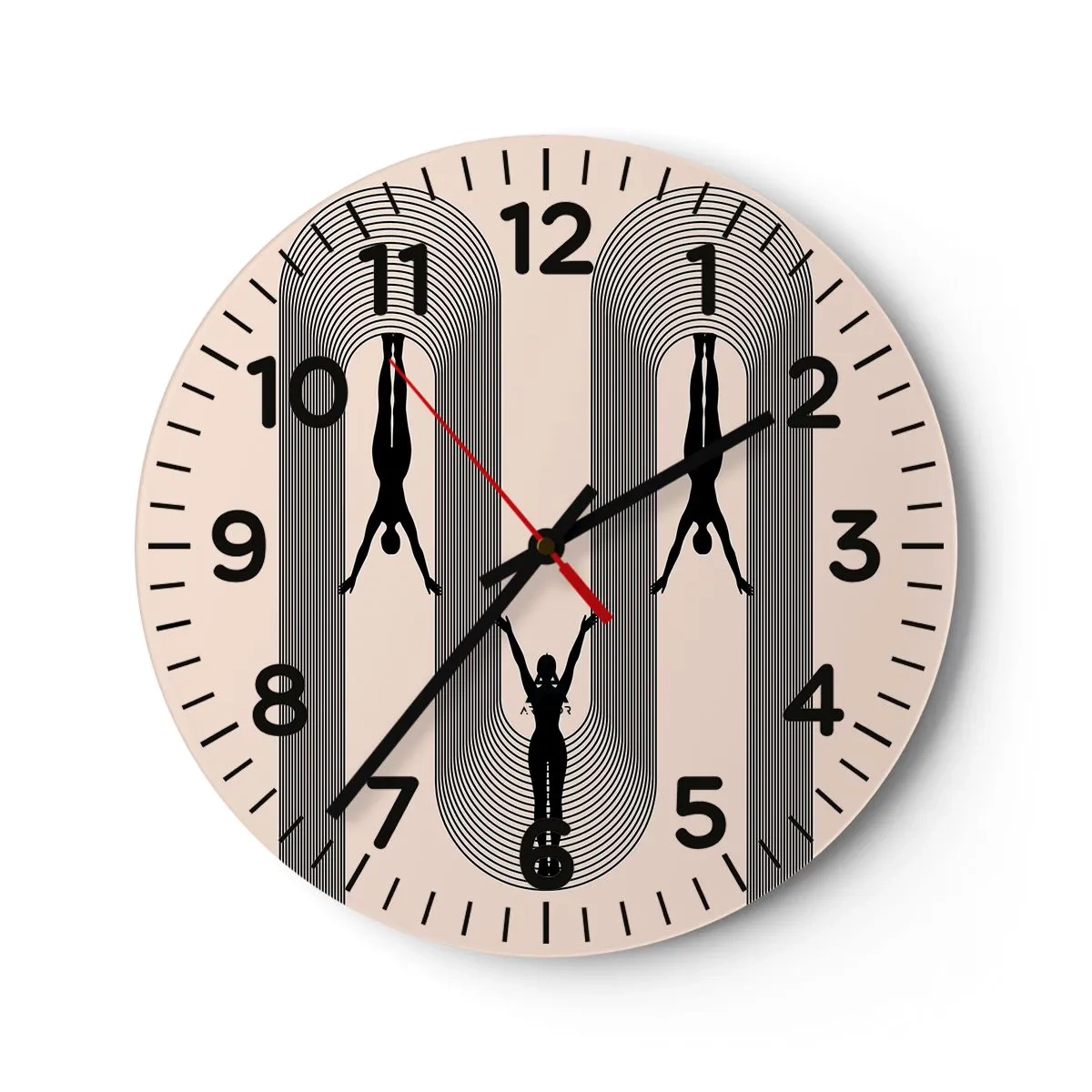 Wall clock - Clock on glass - Upside Down - 30x30 cm