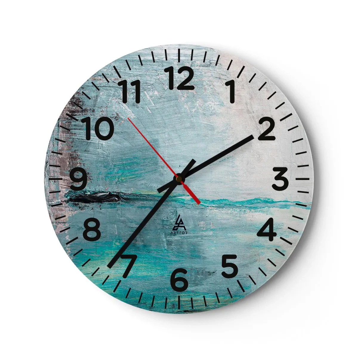 Wall clock - Clock on glass - Horizontally in Blue - 40x40 cm