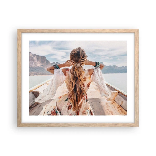 Poster in light oak frame - On the Way to Happiness - 50x40 cm