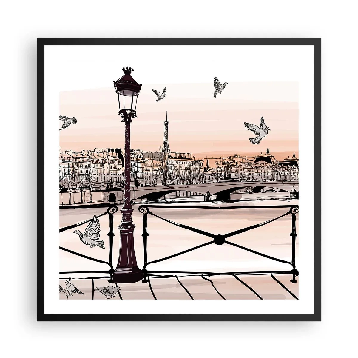 Poster in black frame - Over the Roofs of Paris - 60x60 cm