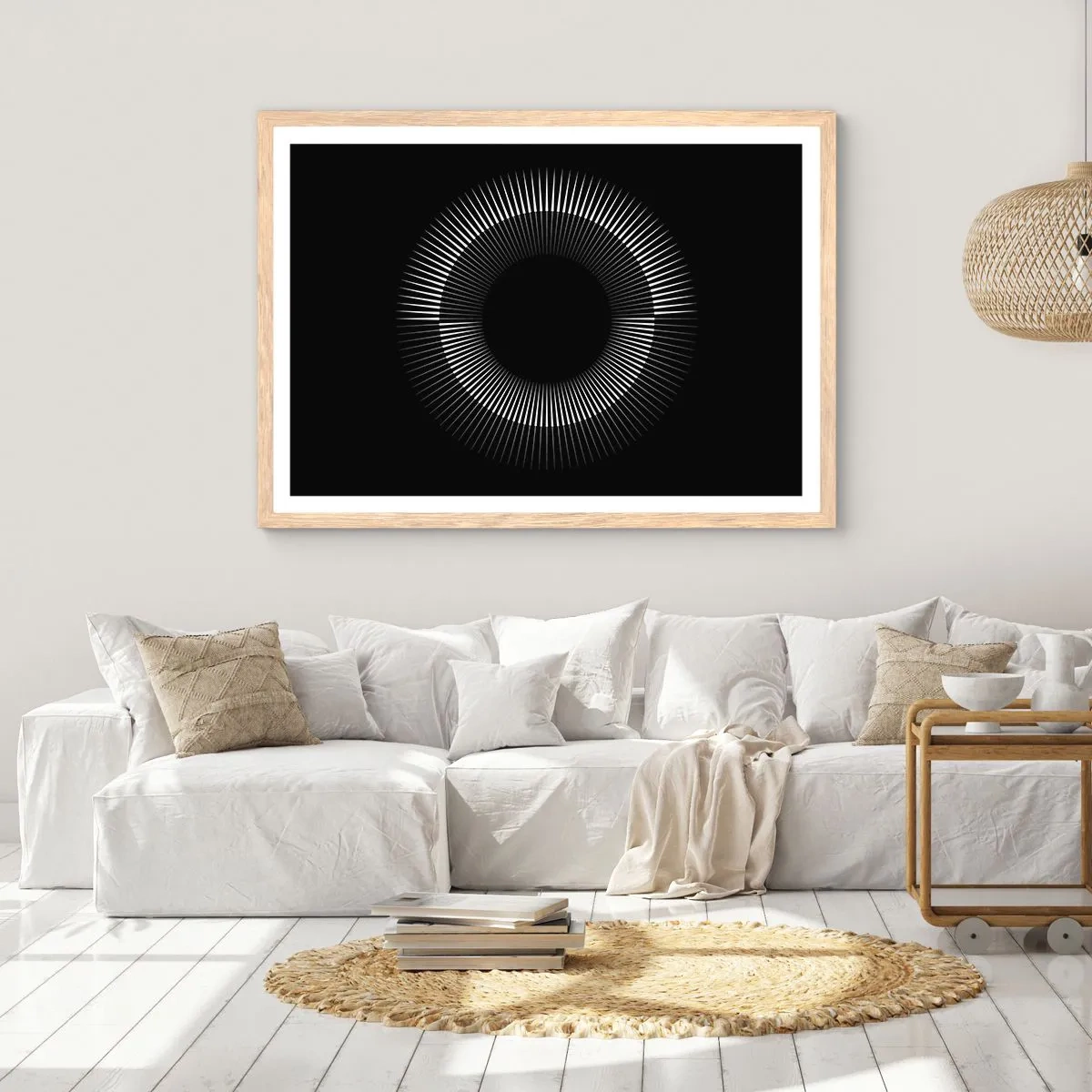 Poster in light oak frame - Black Sun - 50x40 cm