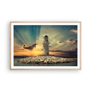 Poster in light oak frame - Light, Hope, Beauty - 91x61 cm