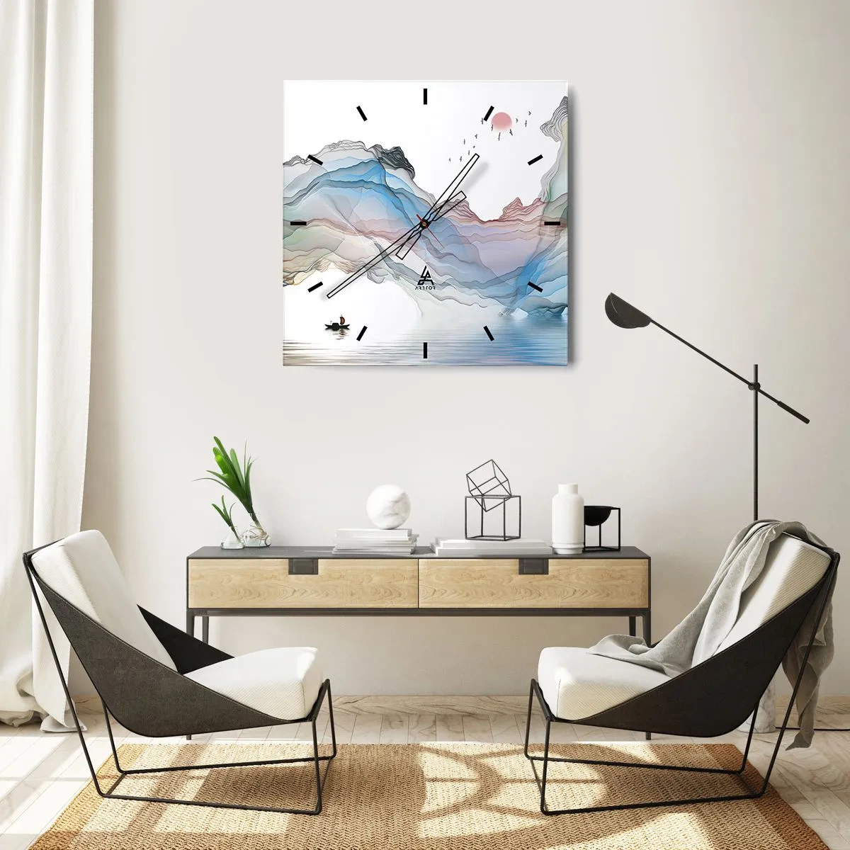 Wall clock - Clock on glass - Towards Crystal Mountains - 30x30 cm