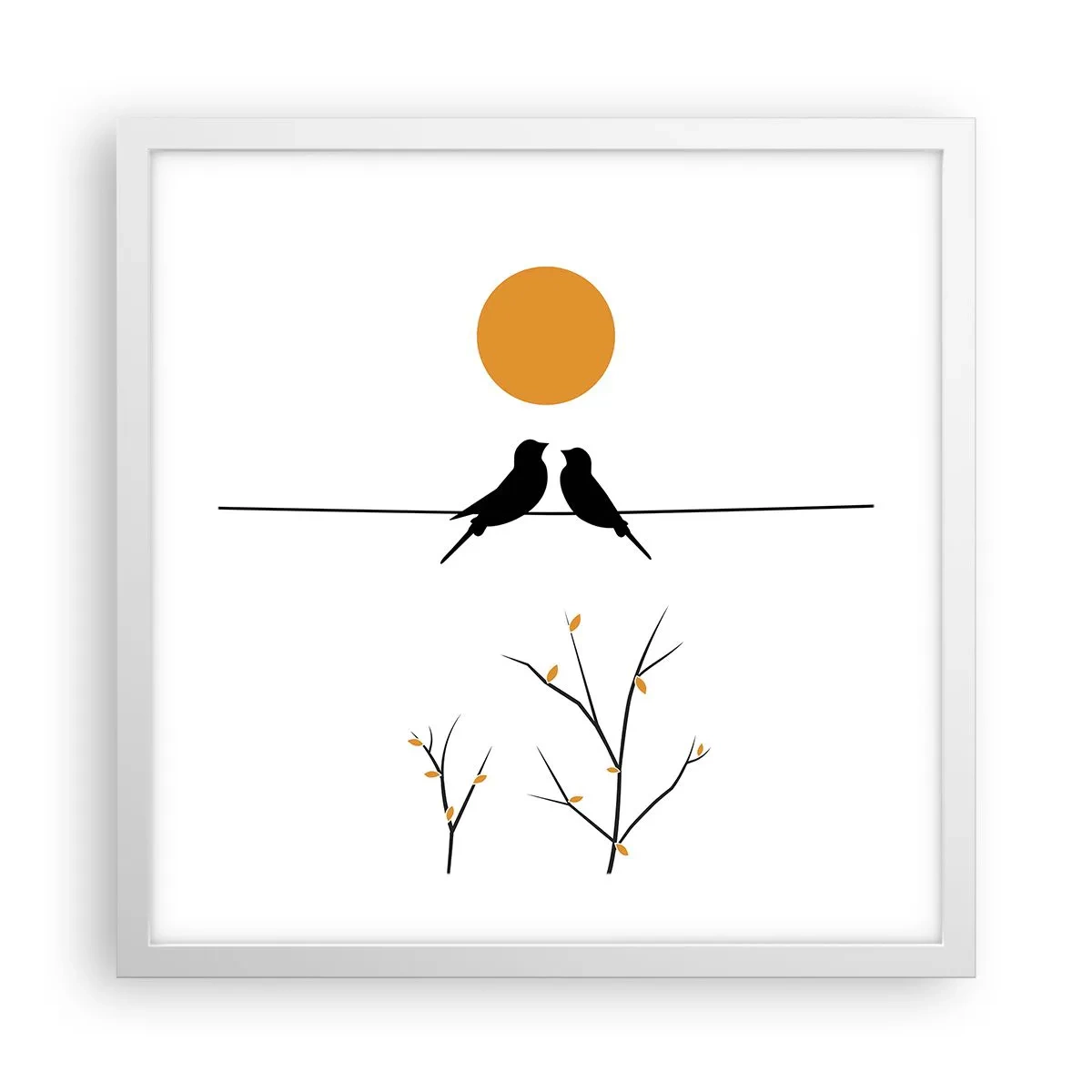 Poster in white frmae - Nightingale Evening - 40x40 cm