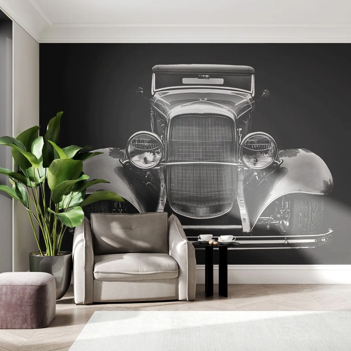 Self-Adhesive Photo Wallpaper Deluxe Sticker - True Gentleman - Retro, Car, Classic - 500x350 cm