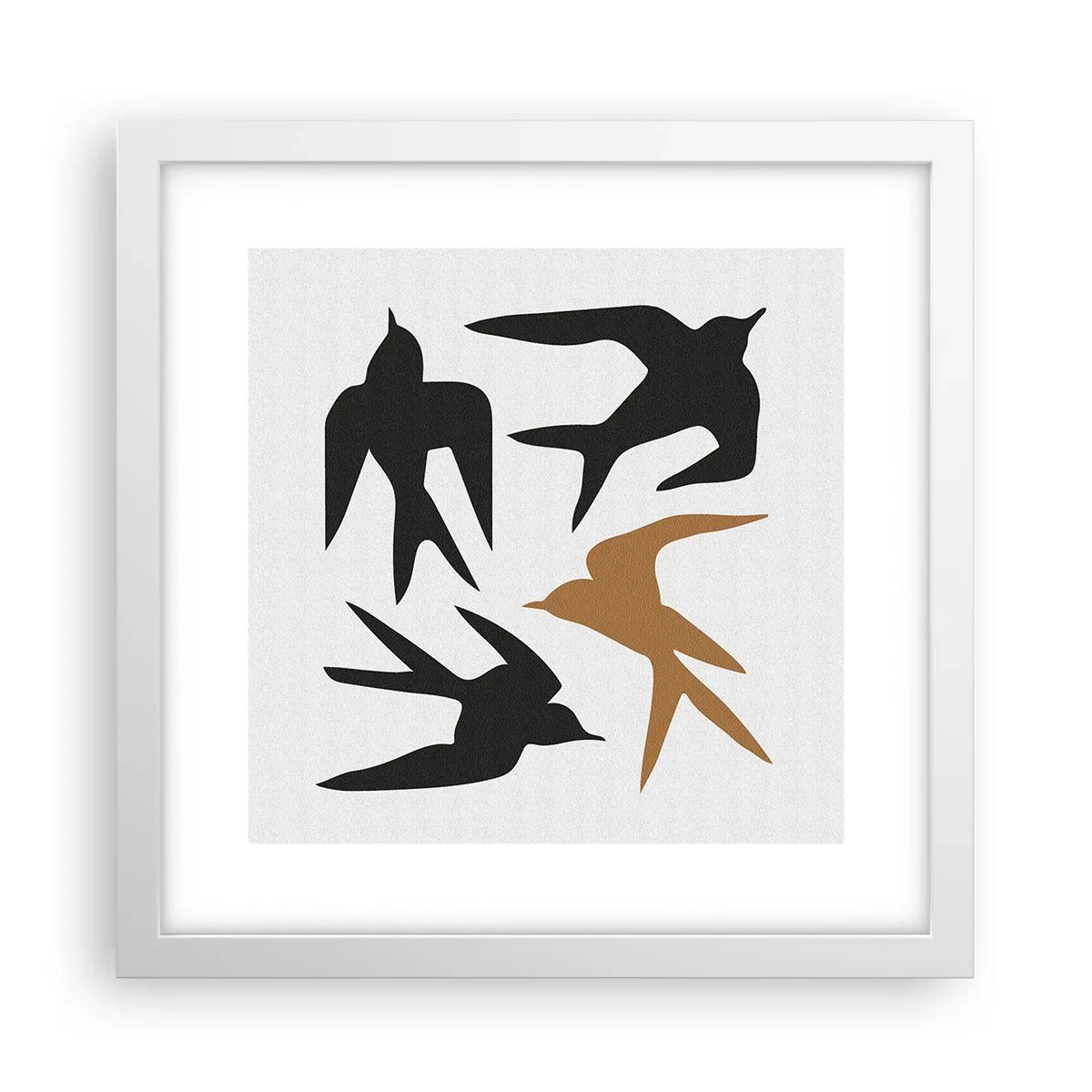 Poster in white frmae - Swallows at Play - 30x30 cm