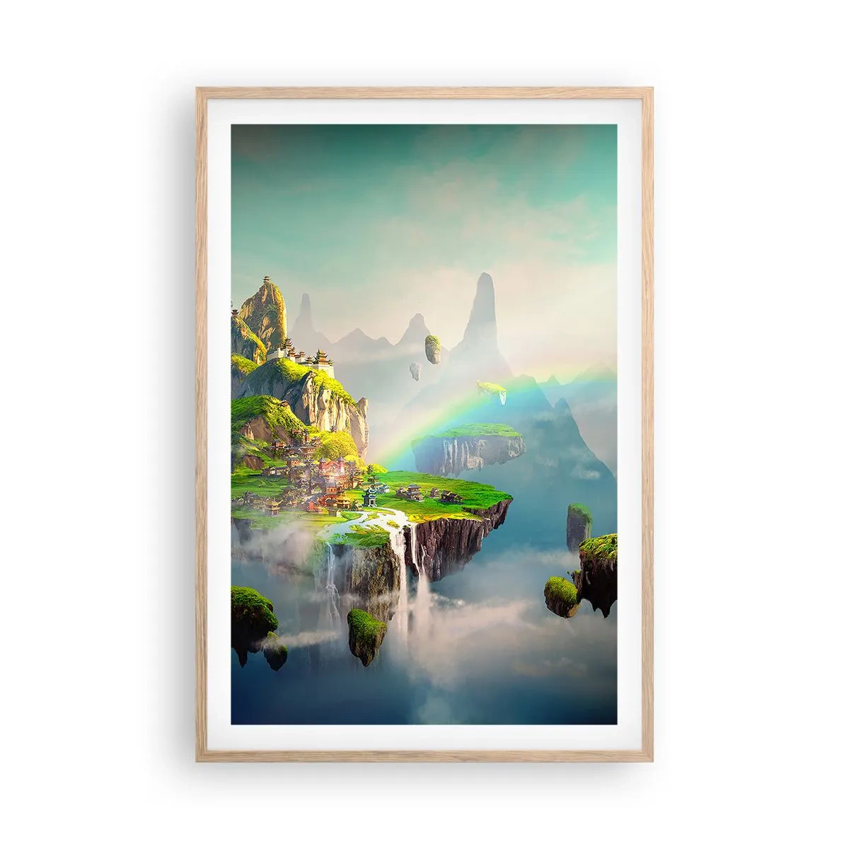 Poster in light oak frame - Internal Heaven - Happy Islands - 61x91 cm