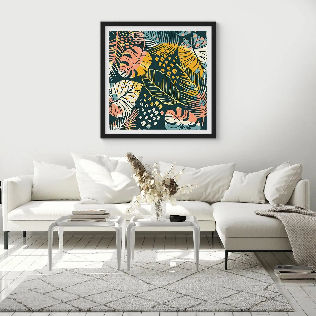 Poster in black frame - Leafy Fantasy - 40x40 cm