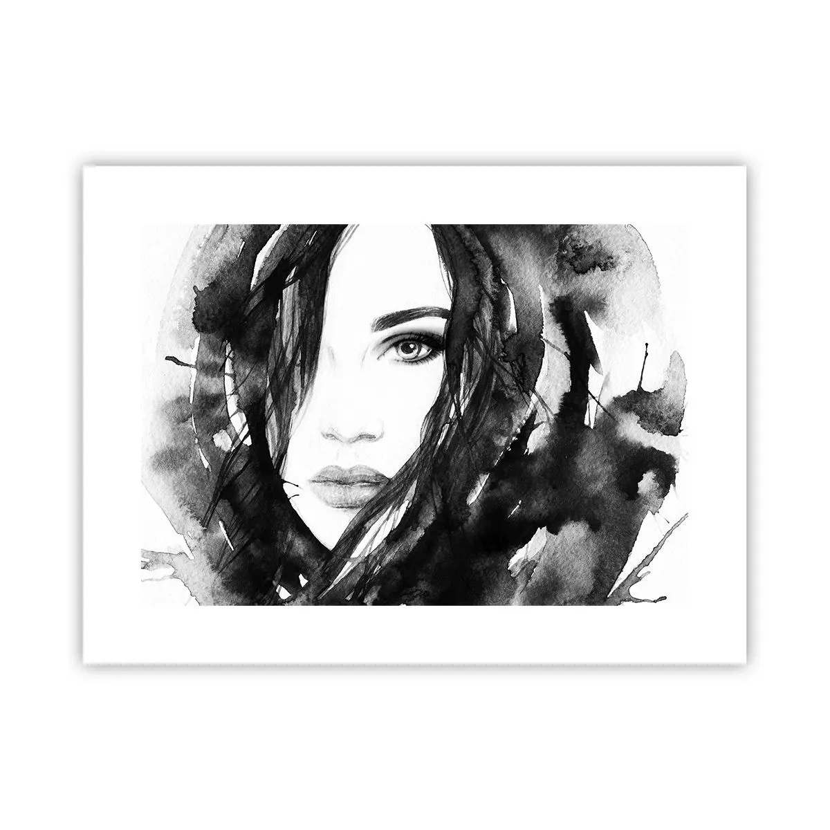 Poster - Portriat of a Lady in Black and White - 40x30 cm