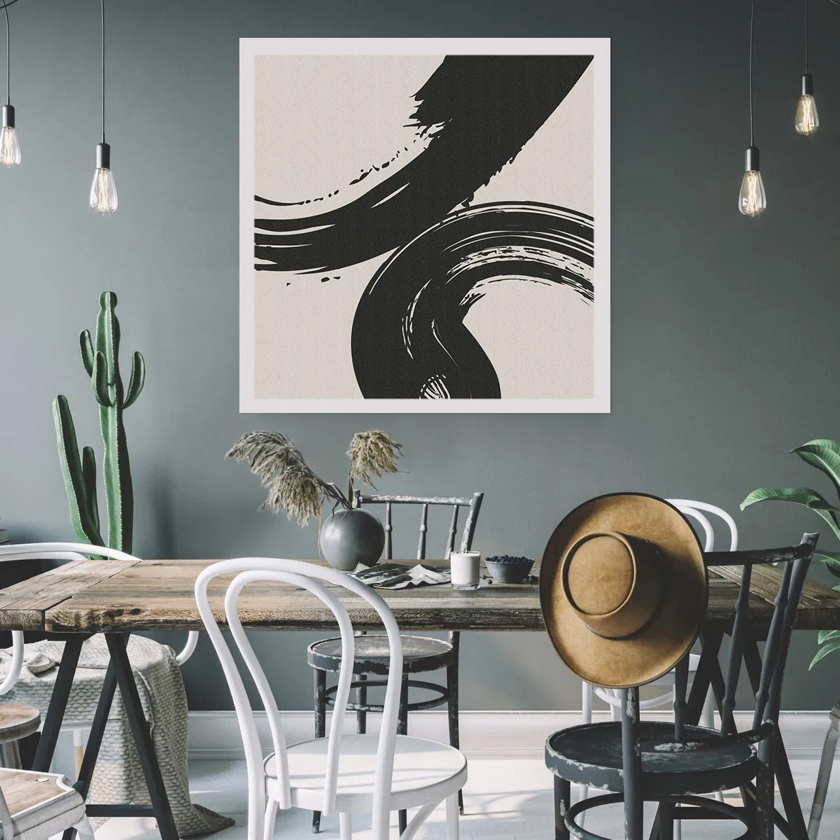 Poster - With Big Circural Strokes - 40x40 cm