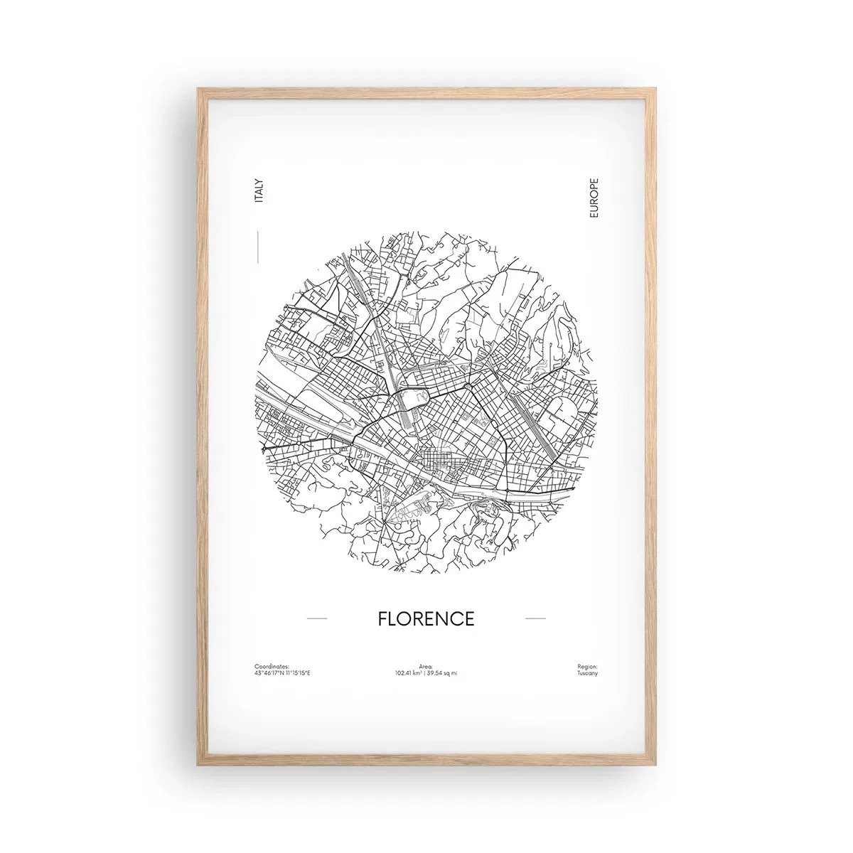 Poster in light oak frame - Anatomy of Florence - 61x91 cm