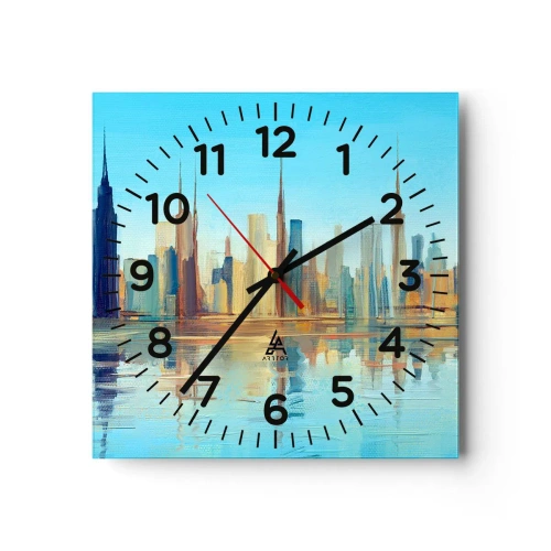 Wall clock - Clock on glass - Sunny Metropolis - 40x40 cm