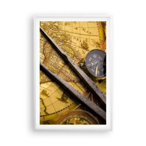 Poster in white frmae - With a Compass through the Seas - 61x91 cm