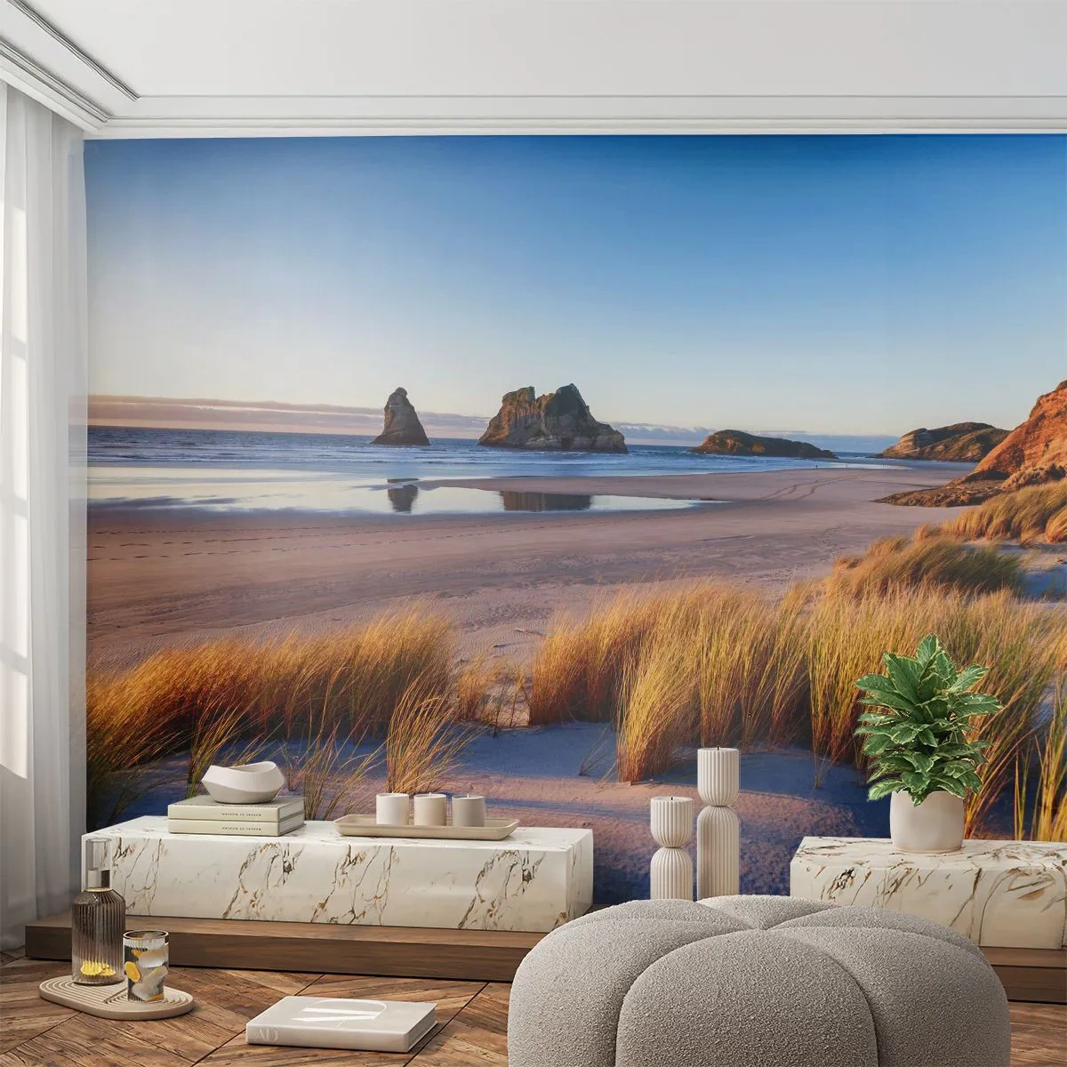 Self-Adhesive Photo Wallpaper Deluxe Sticker - For Peace Seekers - Dunes, Beach, Nature - 350x256 cm