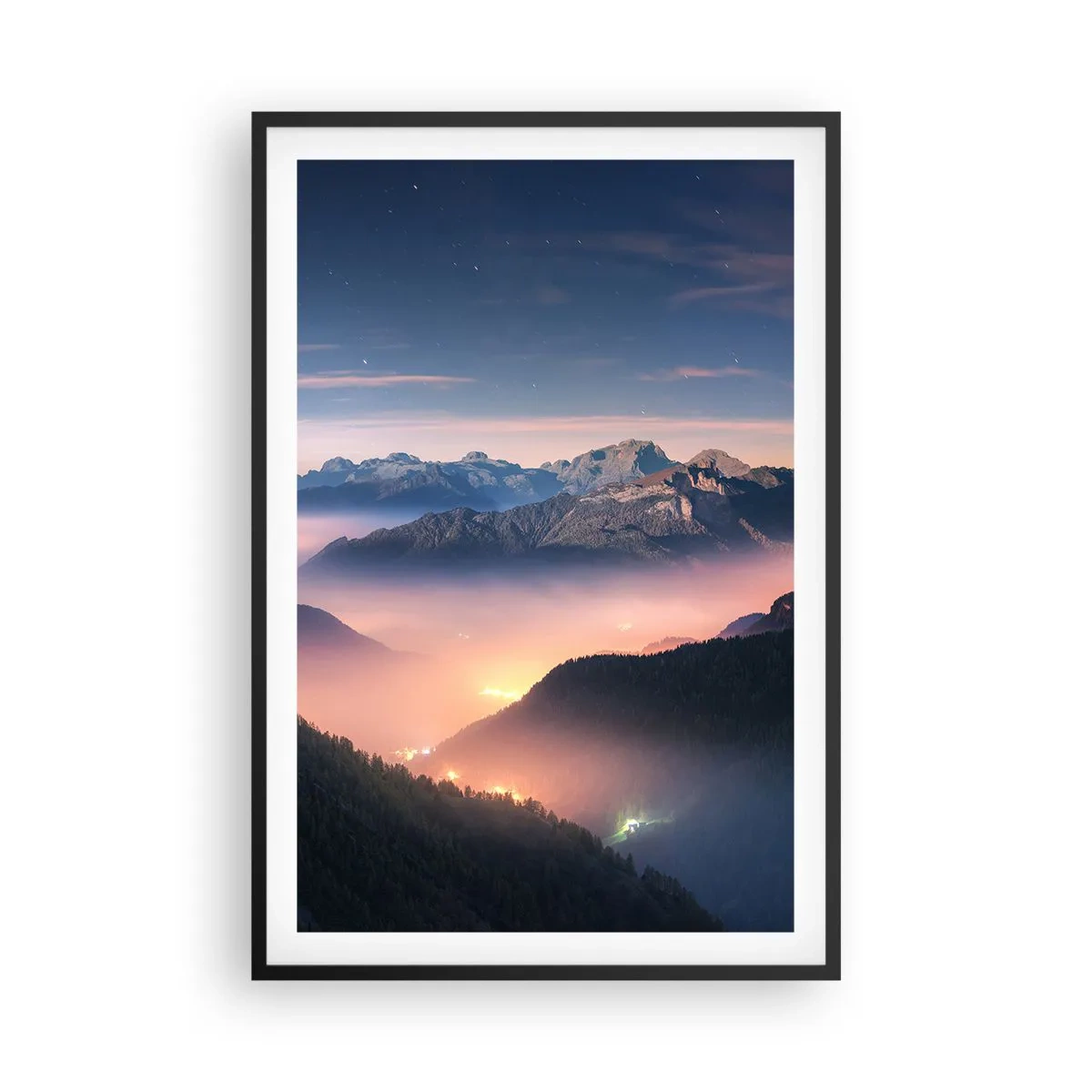 Poster in black frame - Light in the Valleys - 61x91 cm