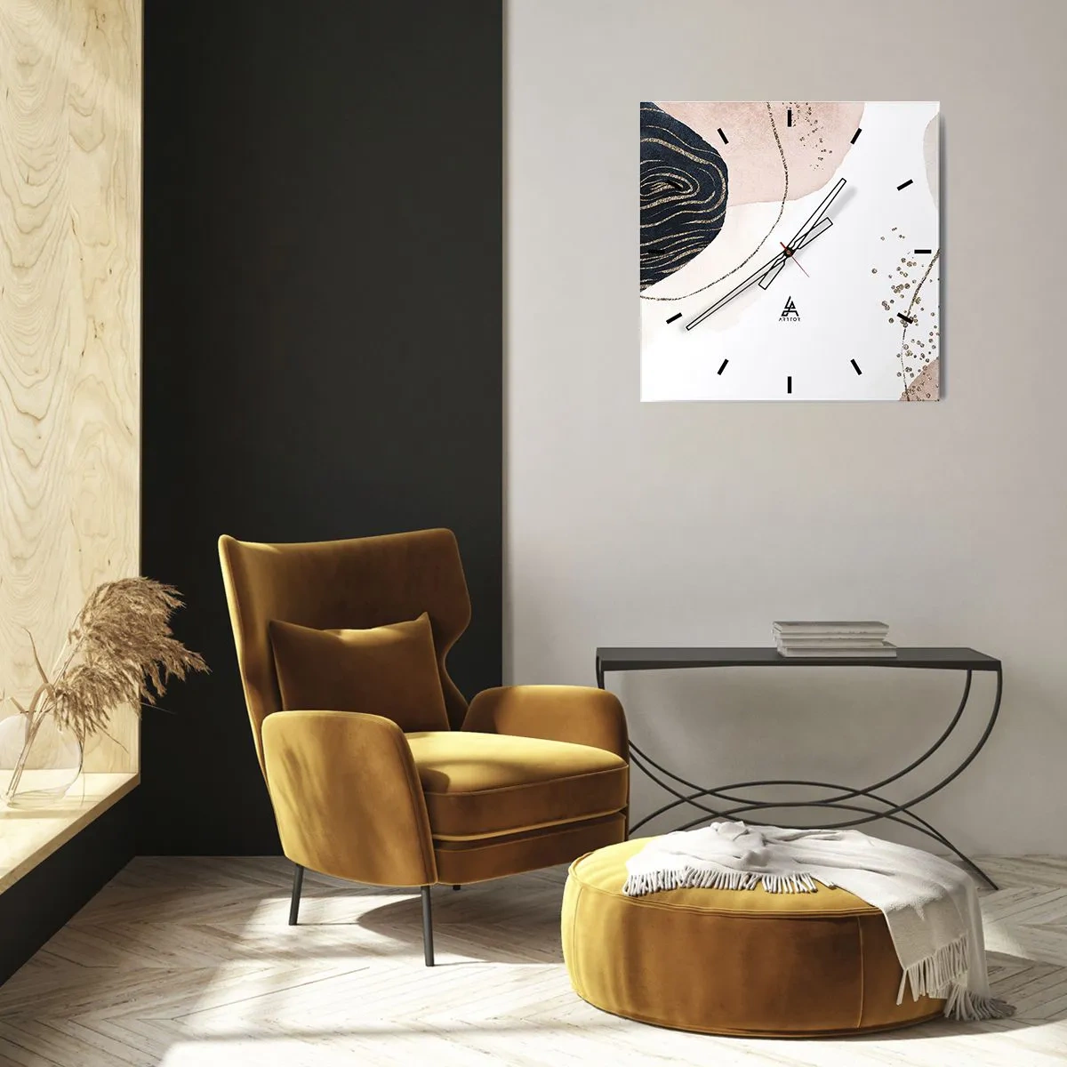 Wall clock - Clock on glass - Everything Flows - 40x40 cm