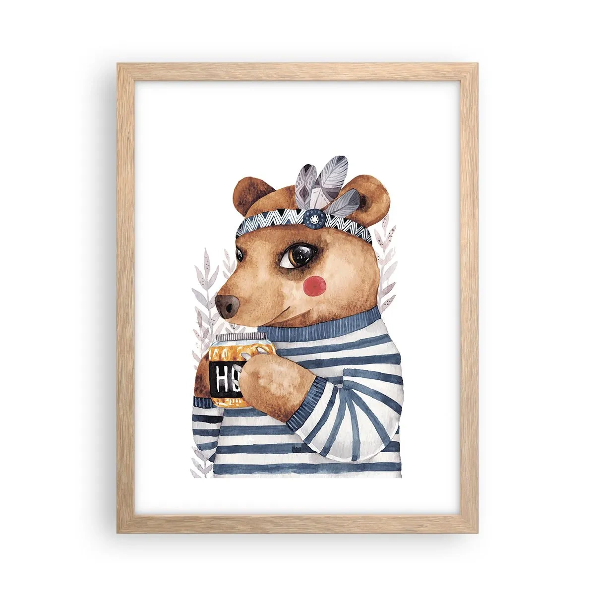 Poster in light oak frame - Sweet Lady Bear - 30x40 cm