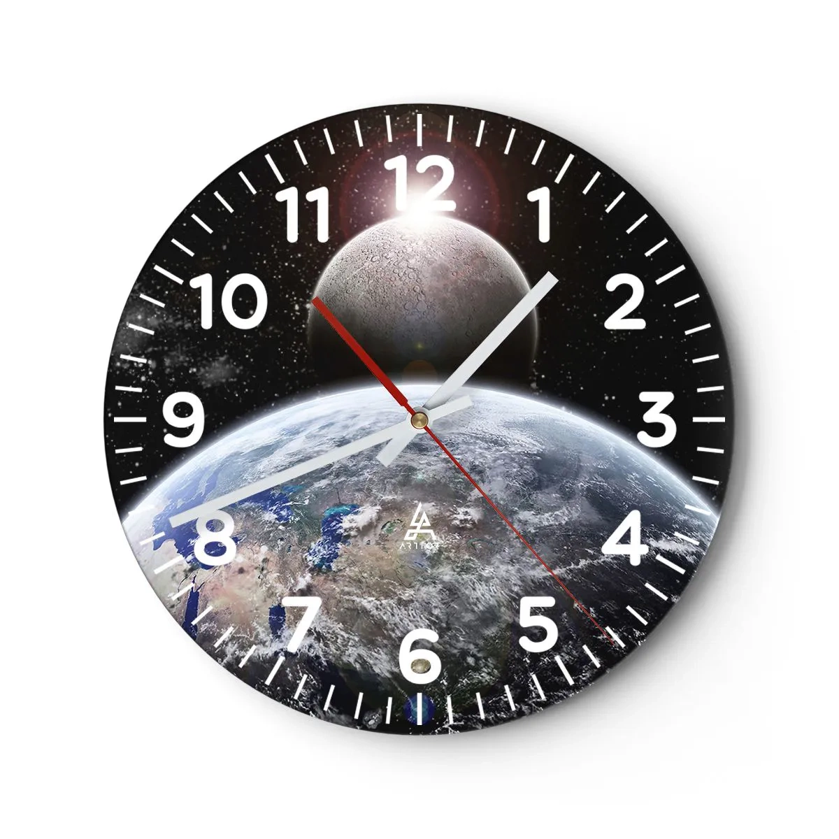 Wall clock - Clock on glass - Space Landscape - Sunrise - 40x40 cm