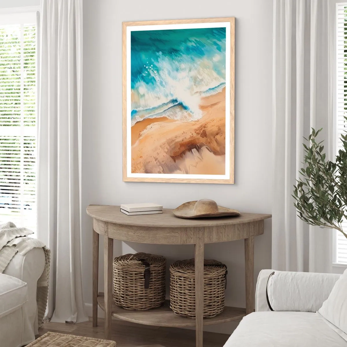 Poster in light oak frame - Returning Wave - 30x40 cm
