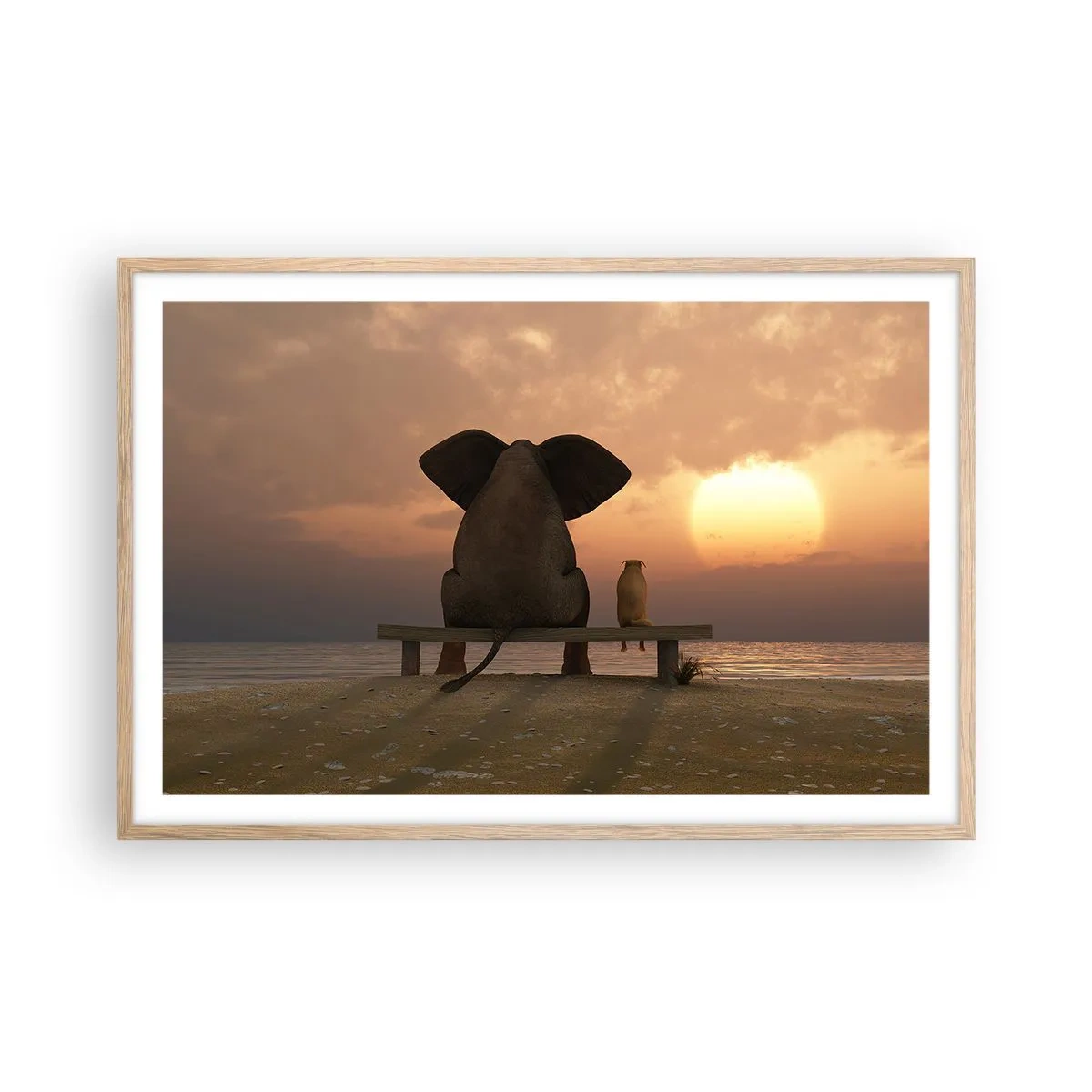 Poster in light oak frame - It Feels Good to Be Quiet Together - 91x61 cm