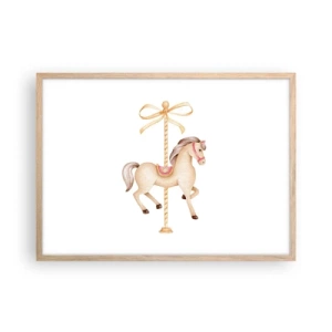 Poster in light oak frame - Graceful Trot - 70x50 cm