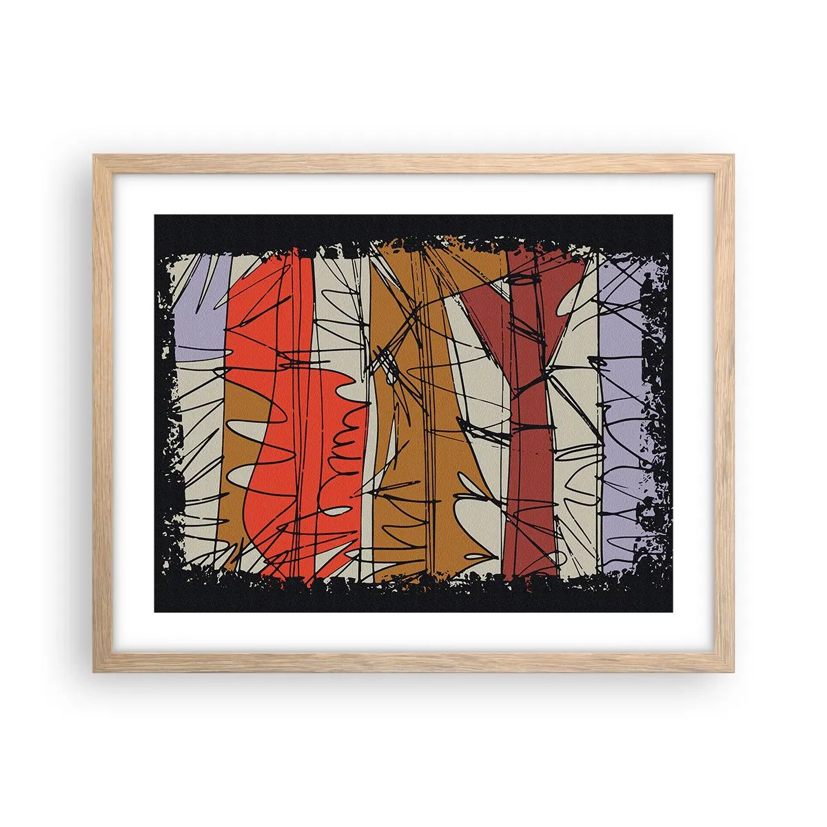 Poster in light oak frame - Spontaneous Composition - 50x40 cm