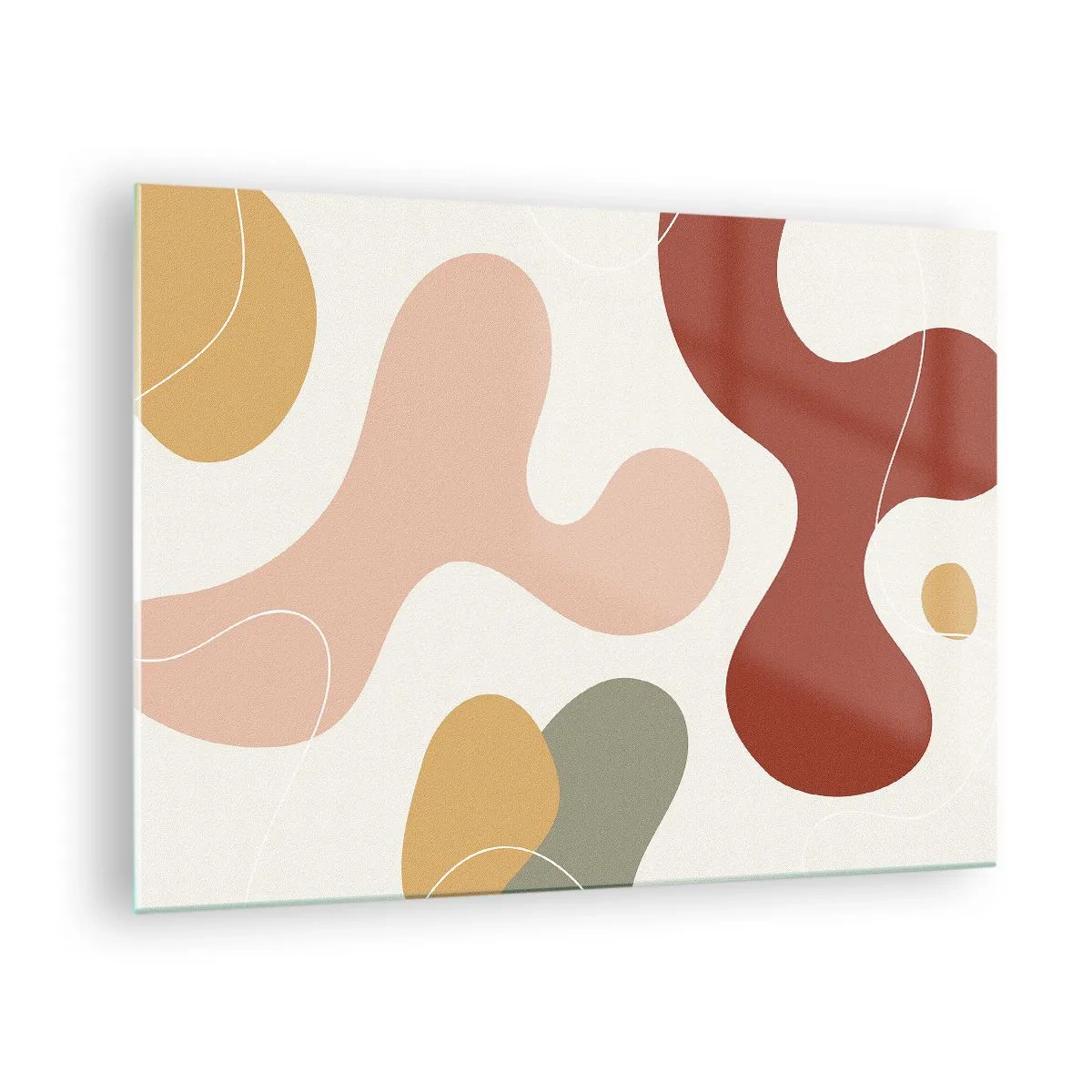 Glass picture - Abstract composition of organic shapes - 70x50cm - Doodles - Modern wall decoration for the living room and bedroom ARTTOR