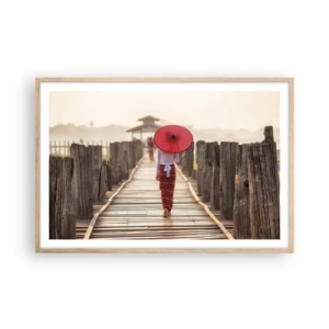 Poster in light oak frame - On an Old Bridge - 91x61 cm