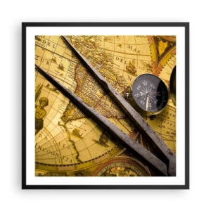 Poster in black frame - With a Compass through the Seas - 60x60 cm