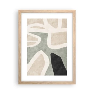 Poster in light oak frame - Composition with a Black Motif - 30x40 cm