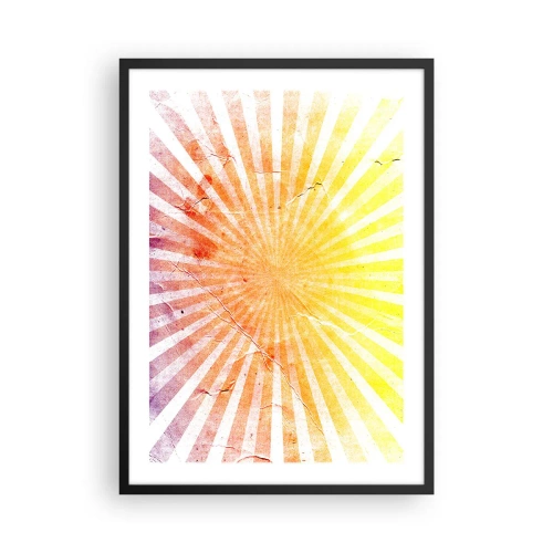Poster in black frame - Abstract pattern of rays in shades of yellow and red - 50x70cm - Sunrises and Sunsets - Modern wall decoration for the living room and bedroom ARTTOR