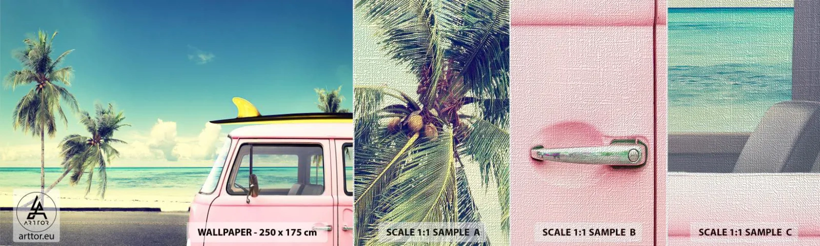 Photo Wallpaper Sample Premium Canvas - Holiday Time - Landscape, Beach, Surfing - 100x30 cm