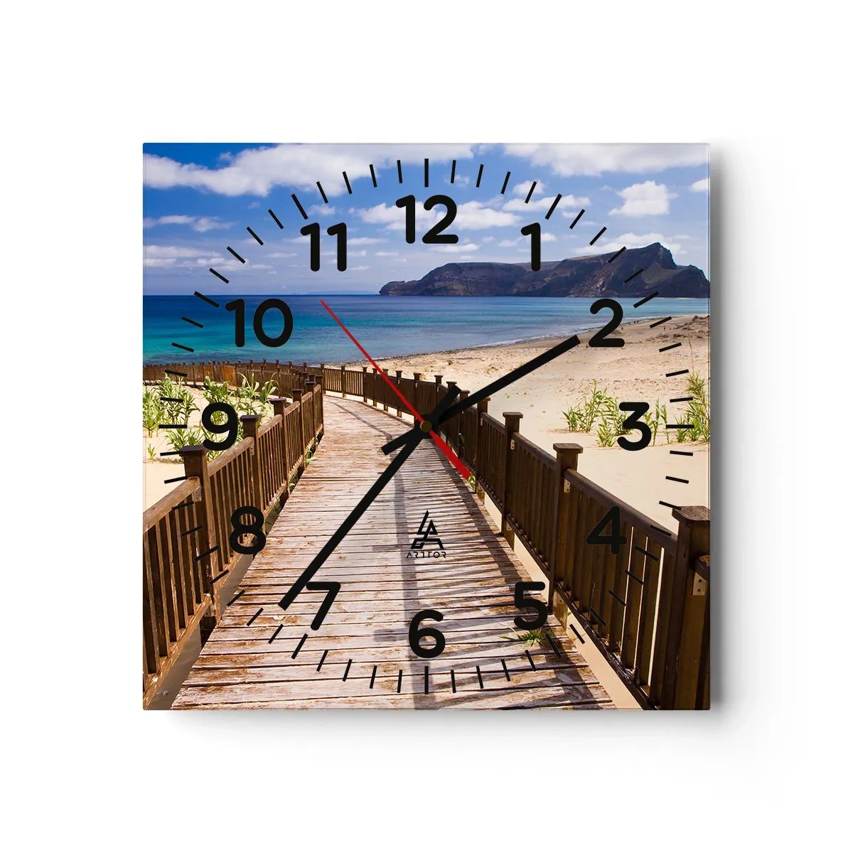 Wall clock - Clock on glass - Take Me to Happy Islands - 40x40 cm
