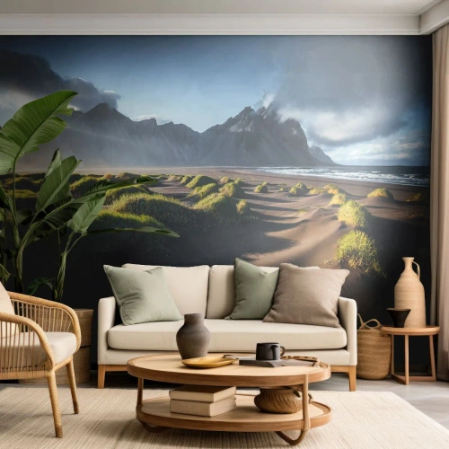Self-Adhesive Photo Wallpaper Deluxe Sticker - Harmony of Elements - Landscape, Iceland, Mountains - 500x350 cm