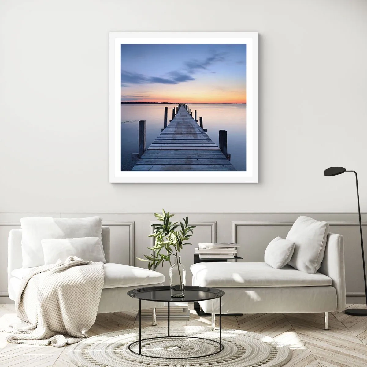 Poster in white frmae - Calm of a Quiet Dusk - 30x30 cm