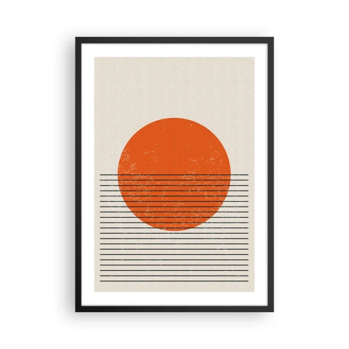 Poster in black frame - minimalist sunset in a geometric form - 50x70cm - Always the Sun - Modern wall decoration for the living room and bedroom ARTTOR