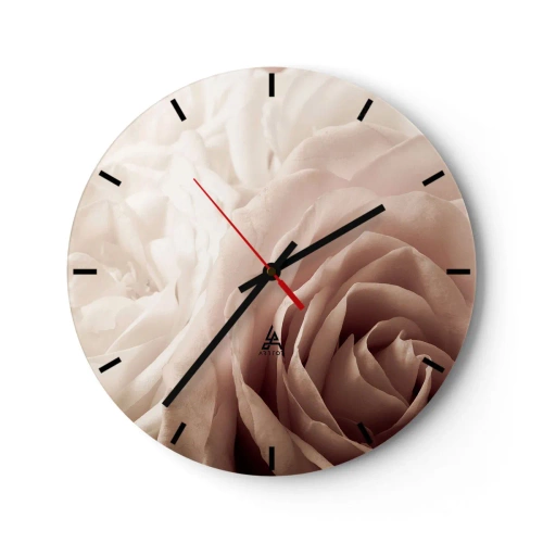 Wall clock - Clock on glass - In the Heart of a Rose - 40x40 cm
