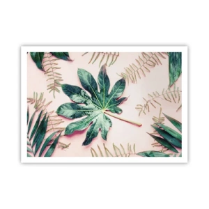 Poster - Study in Green on Pink Background - 100x70 cm