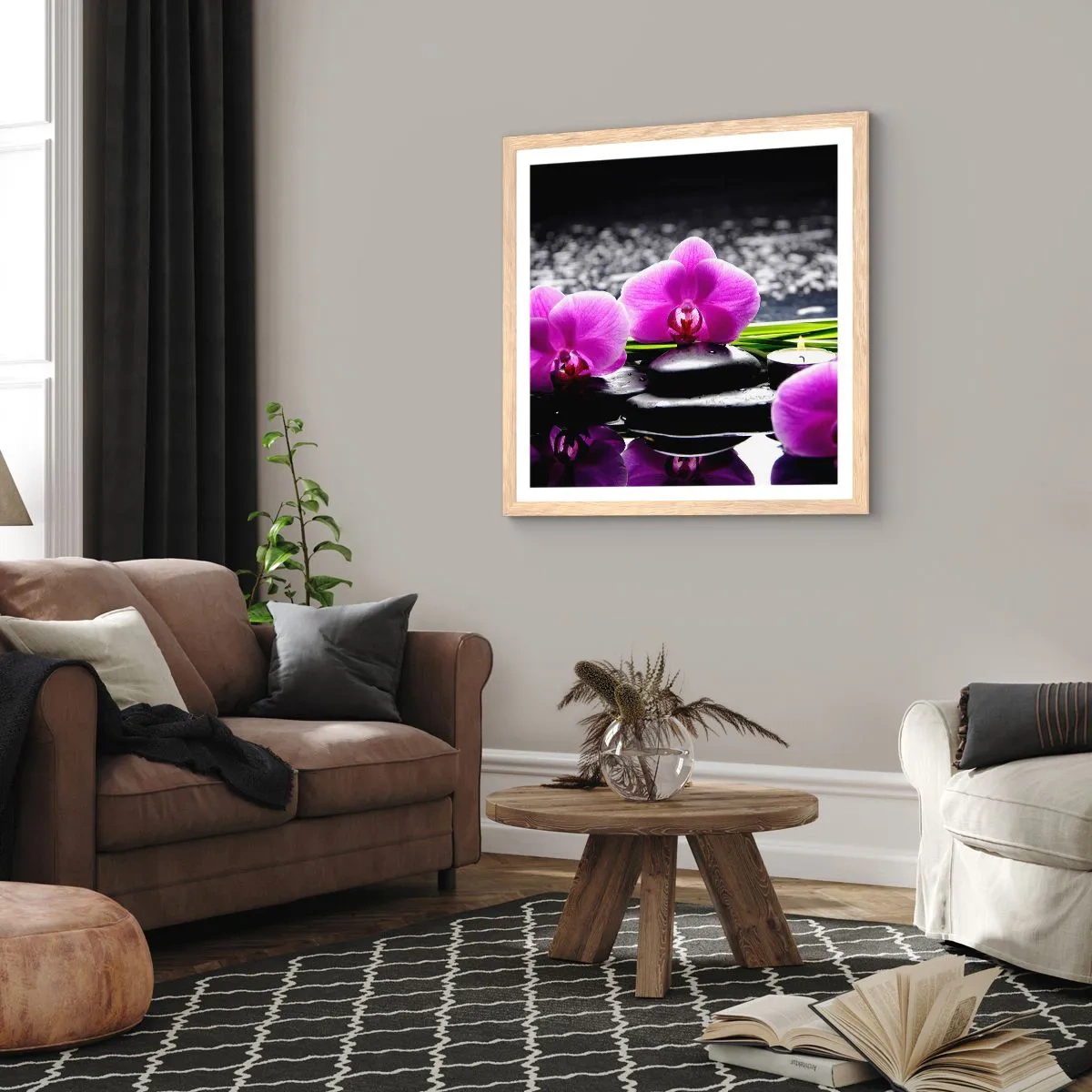 Poster in light oak frame - Drowning in Peace and Quiet - 50x50 cm