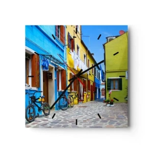 Wall clock - Clock on glass - Sweet, Pastel Alley  - 30x30 cm