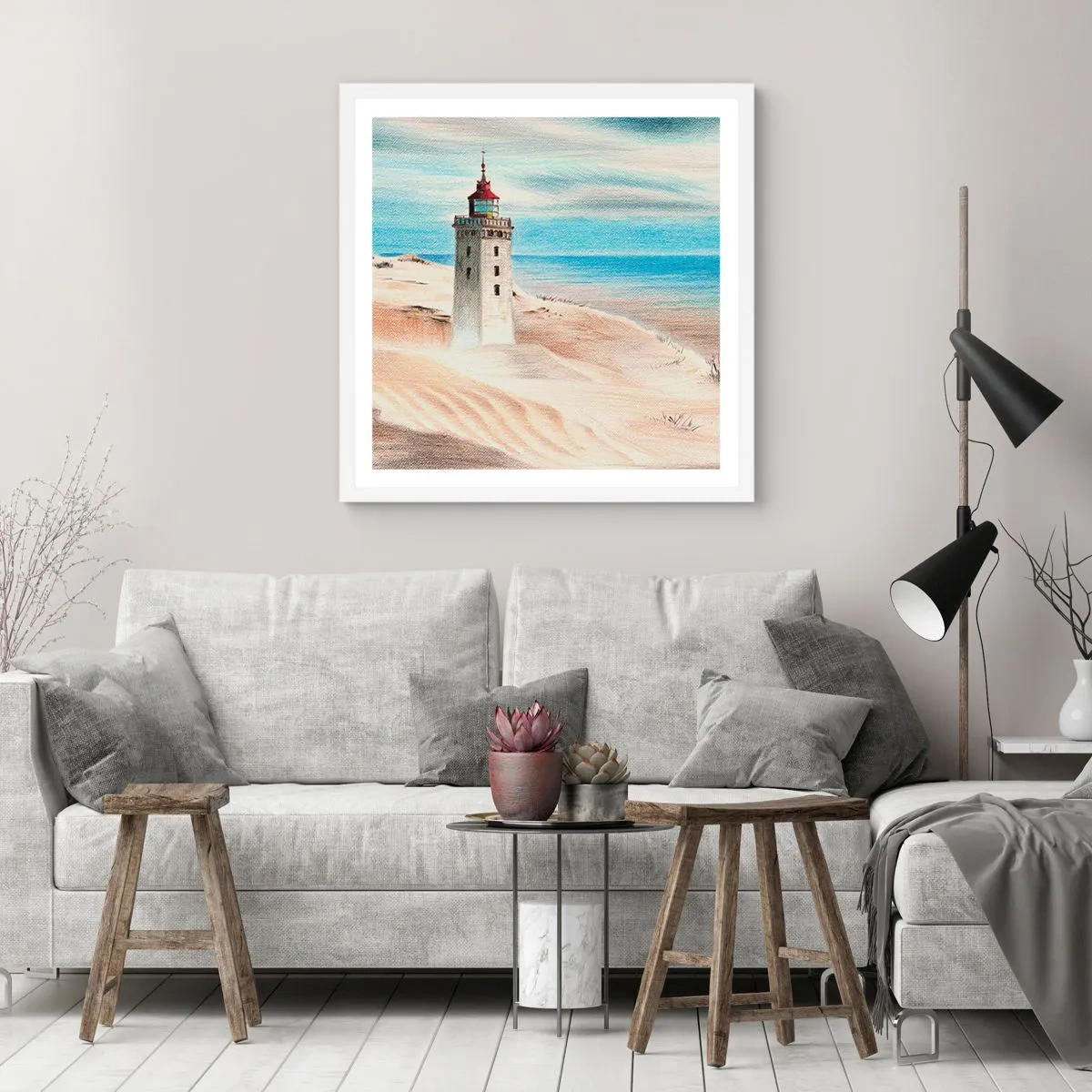 Poster in white frmae - Always Staring at the Sea - 40x40 cm
