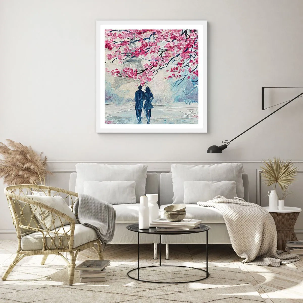 Poster in white frmae - Romantic Walk - 40x40 cm