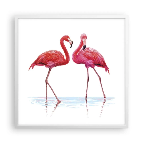 Poster in white frmae - Pink Rendezvous - 60x60 cm