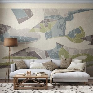 Photo Wallpaper Premium Sand - Composition with Window Pane - Shapes, Abstraction, Pastel - 100x70 cm