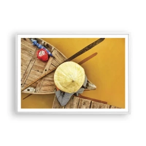 Poster in white frmae - Life on a Yellow River - 100x70 cm