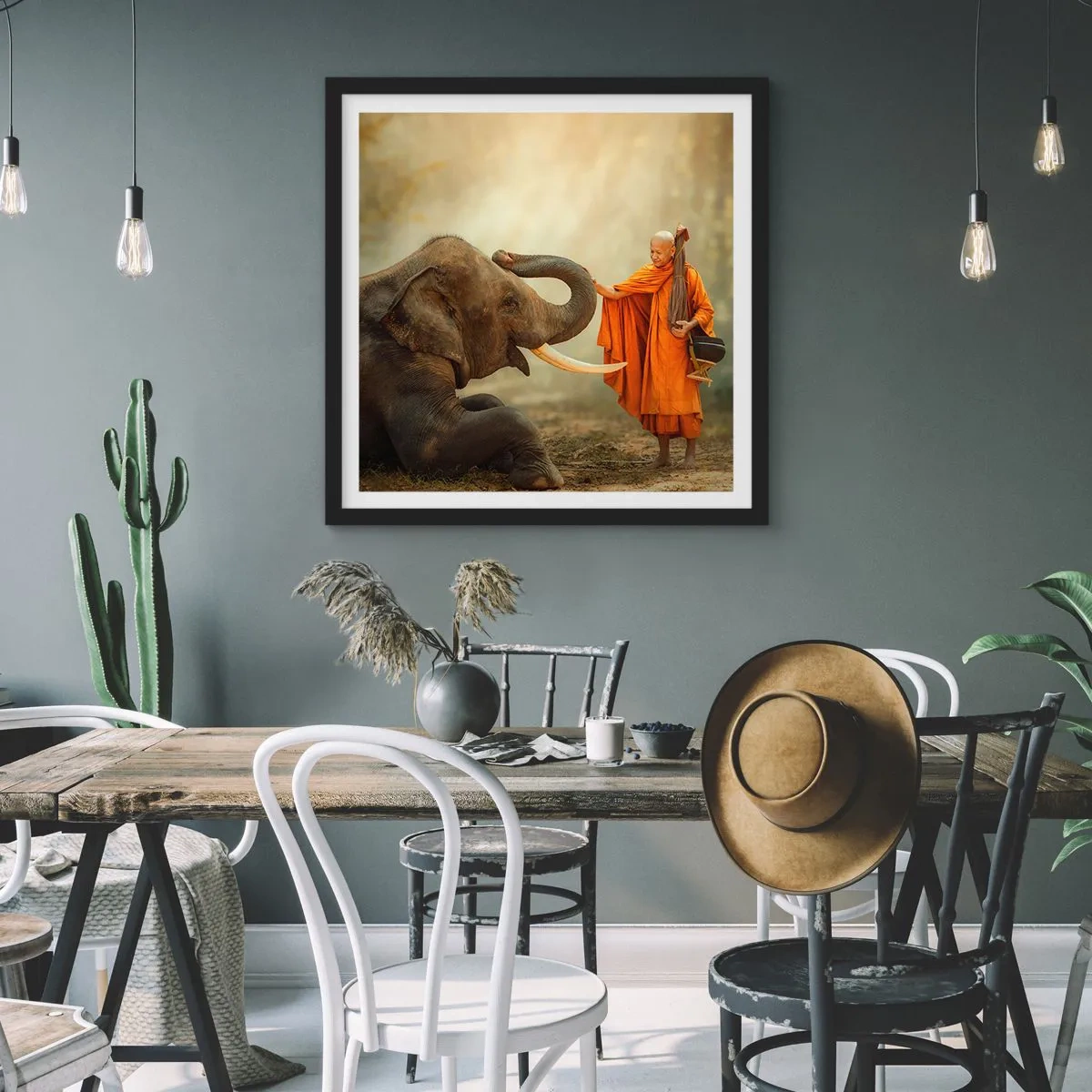 Poster in black frame - Unexpected Meeting - 30x30 cm