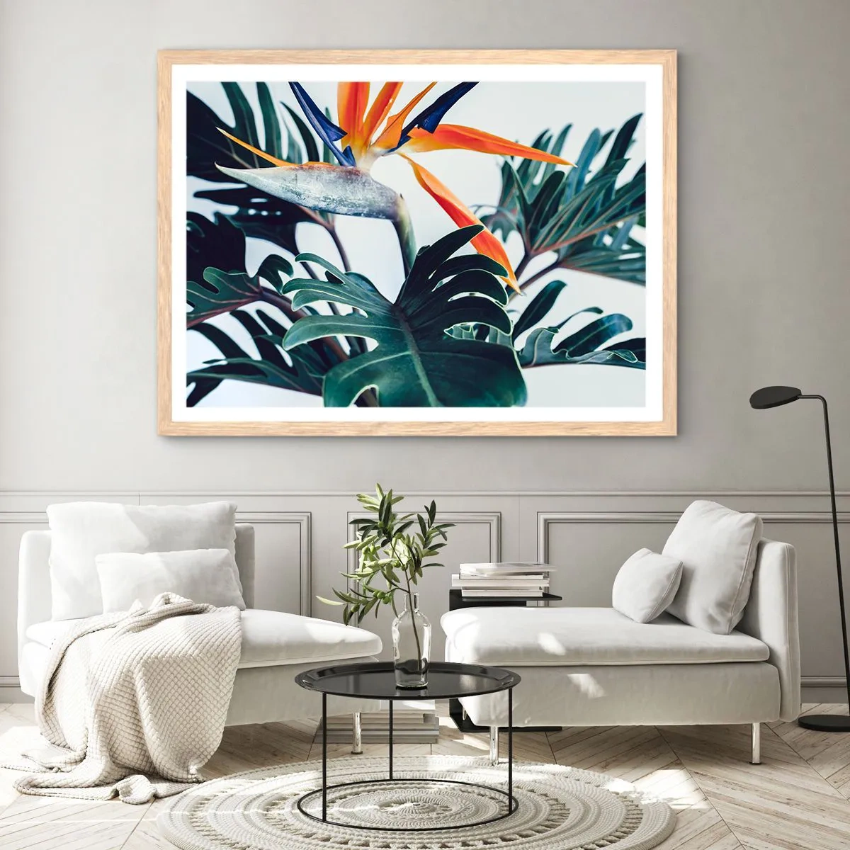 Poster in light oak frame - Birdy Bush - 40x30 cm